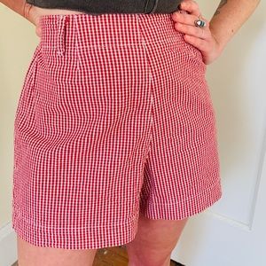VINTAGE 90s Red Gingham High Waist Shorts size 9